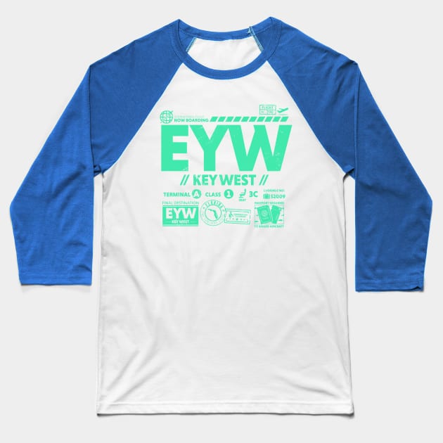 Vintage Key West EYW Airport Code Travel Day Retro Travel Tag Florida Baseball T-Shirt by Now Boarding